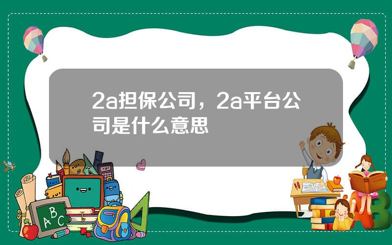 2a担保公司，2a平台公司是什么意思