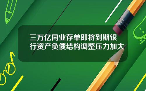 三万亿同业存单即将到期银行资产负债结构调整压力加大