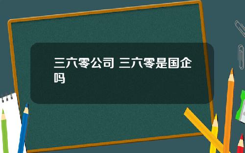 三六零公司 三六零是国企吗