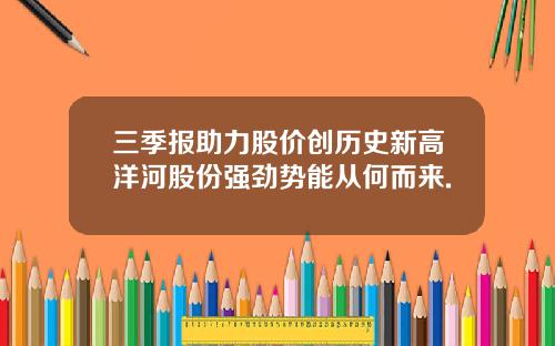 三季报助力股价创历史新高洋河股份强劲势能从何而来.