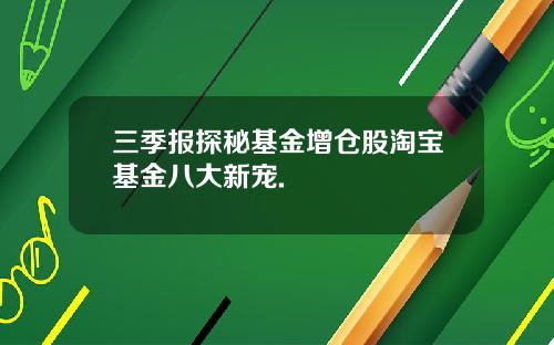 三季报探秘基金增仓股淘宝基金八大新宠.