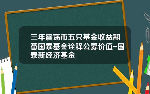 三年震荡市五只基金收益翻番国泰基金诠释公募价值-国泰新经济基金