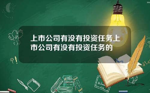 上市公司有没有投资任务上市公司有没有投资任务的