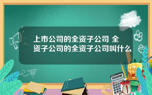 上市公司的全资子公司 全资子公司的全资子公司叫什么