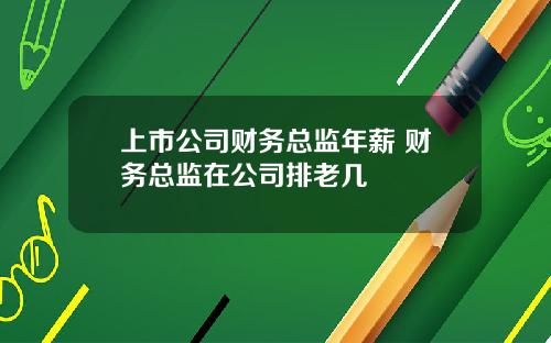 上市公司财务总监年薪 财务总监在公司排老几