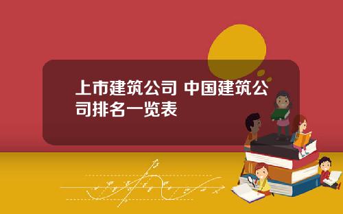 上市建筑公司 中国建筑公司排名一览表