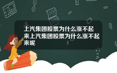 上汽集团股票为什么涨不起来上汽集团股票为什么涨不起来呢