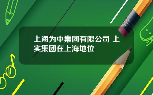 上海为中集团有限公司 上实集团在上海地位