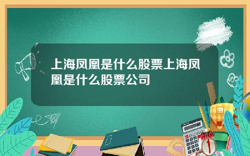 上海凤凰是什么股票上海凤凰是什么股票公司