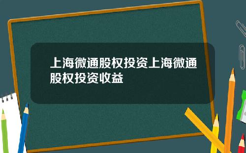 上海微通股权投资上海微通股权投资收益