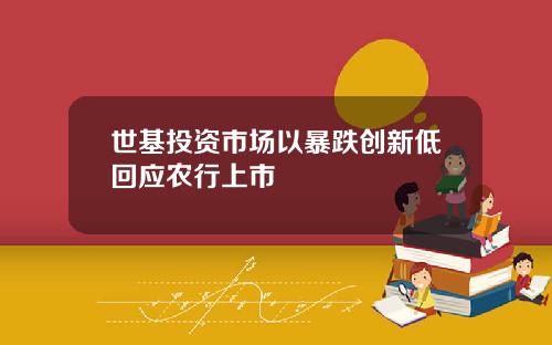 世基投资市场以暴跌创新低回应农行上市