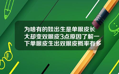 为啥有的娃出生是单眼皮长大却变双眼皮3点原因了解一下单眼皮生出双眼皮概率有多大