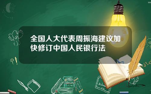 全国人大代表周振海建议加快修订中国人民银行法