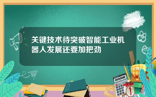 关键技术待突破智能工业机器人发展还要加把劲