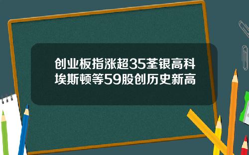 创业板指涨超35荃银高科埃斯顿等59股创历史新高