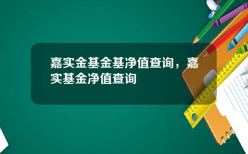 嘉实金基金基净值查询，嘉实基金净值查询