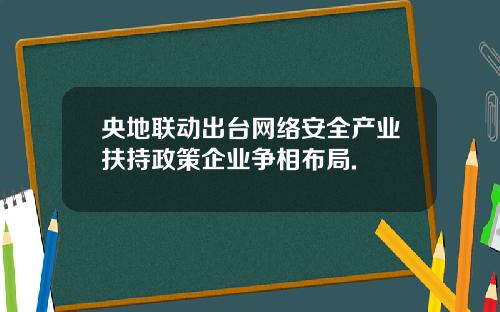 央地联动出台网络安全产业扶持政策企业争相布局.