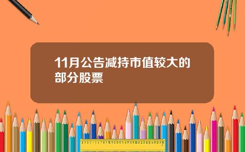 11月公告减持市值较大的部分股票