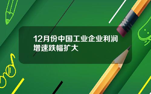 12月份中国工业企业利润增速跌幅扩大