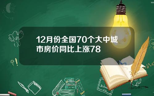 12月份全国70个大中城市房价同比上涨78