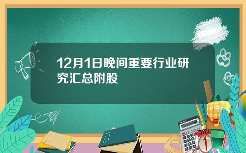 12月1日晚间重要行业研究汇总附股