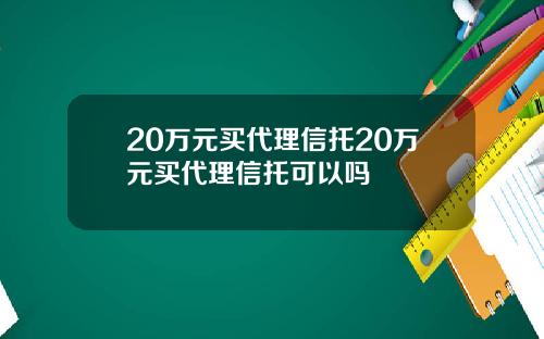 20万元买代理信托20万元买代理信托可以吗