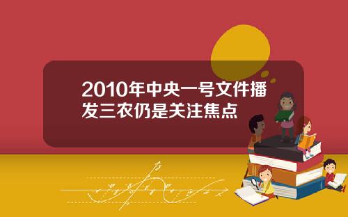 2010年中央一号文件播发三农仍是关注焦点