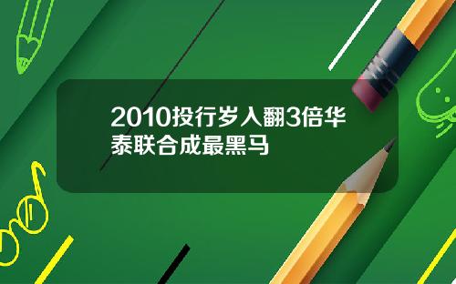 2010投行岁入翻3倍华泰联合成最黑马