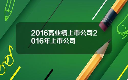 2016高业绩上市公司2016年上市公司