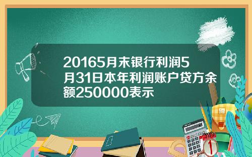 20165月末银行利润5月31日本年利润账户贷方余额250000表示