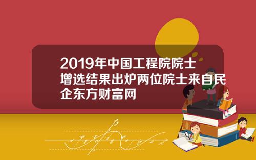 2019年中国工程院院士增选结果出炉两位院士来自民企东方财富网