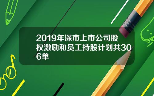 2019年深市上市公司股权激励和员工持股计划共306单