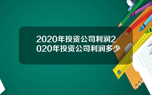 2020年投资公司利润2020年投资公司利润多少