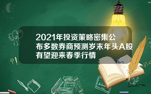 2021年投资策略密集公布多数券商预测岁末年头A股有望迎来春季行情