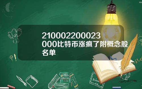 210002200023000比特币涨疯了附概念股名单