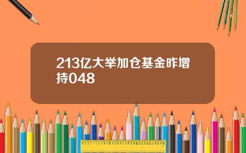 213亿大举加仓基金昨增持048