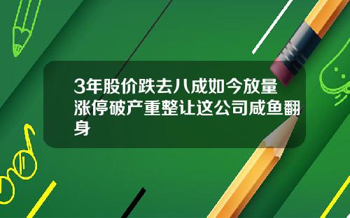 3年股价跌去八成如今放量涨停破产重整让这公司咸鱼翻身