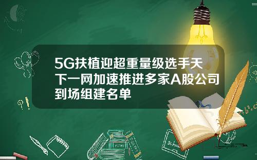 5G扶植迎超重量级选手天下一网加速推进多家A股公司到场组建名单