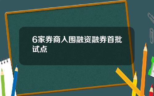 6家券商入围融资融券首批试点