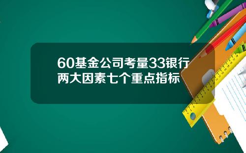 60基金公司考量33银行两大因素七个重点指标