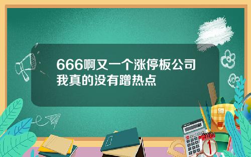 666啊又一个涨停板公司我真的没有蹭热点