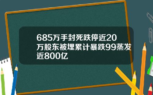 685万手封死跌停近20万股东被埋累计暴跌99蒸发近800亿