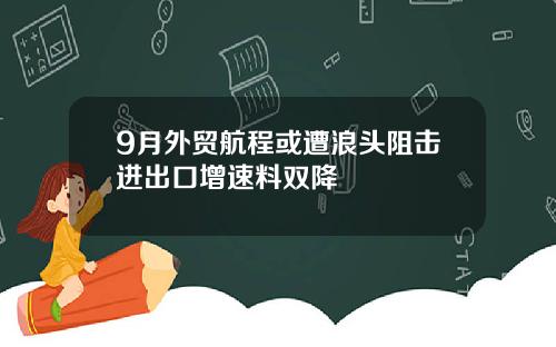 9月外贸航程或遭浪头阻击进出口增速料双降