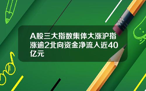 A股三大指数集体大涨沪指涨逾2北向资金净流入近40亿元