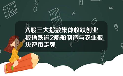 A股三大指数集体收跌创业板指跌逾2船舶制造与农业板块逆市走强