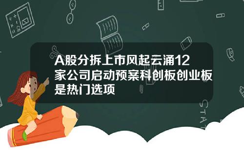 A股分拆上市风起云涌12家公司启动预案科创板创业板是热门选项