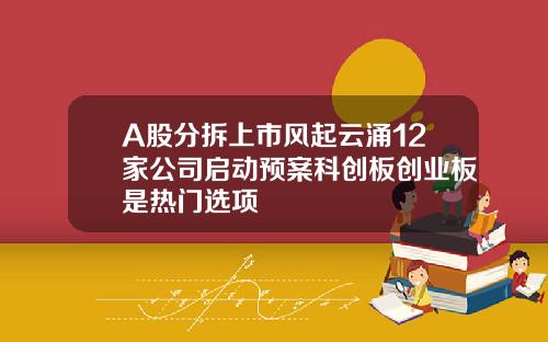 A股分拆上市风起云涌12家公司启动预案科创板创业板是热门选项