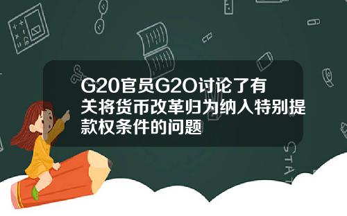 G20官员G2O讨论了有关将货币改革归为纳入特别提款权条件的问题