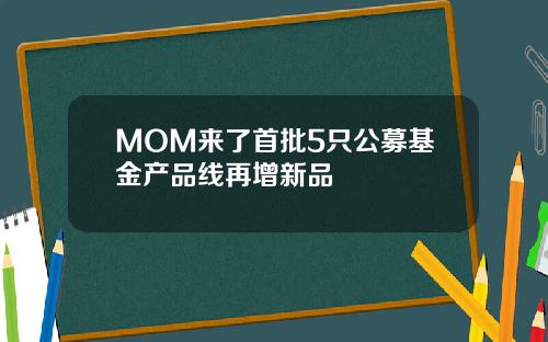 MOM来了首批5只公募基金产品线再增新品