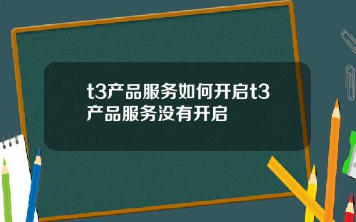 t3产品服务如何开启t3产品服务没有开启